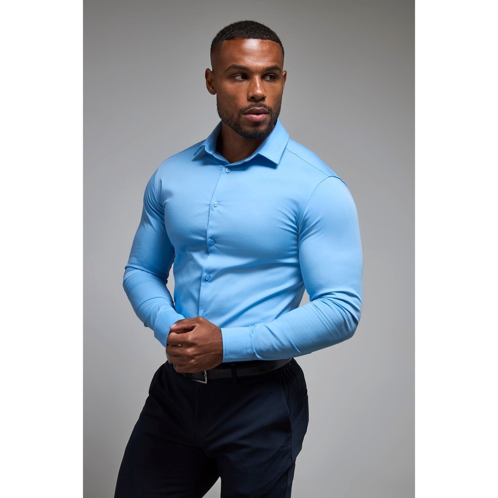 Tailored Athlete Essential Long Sleeve Shirt Mens Medium Blue Muscle Fit NWT